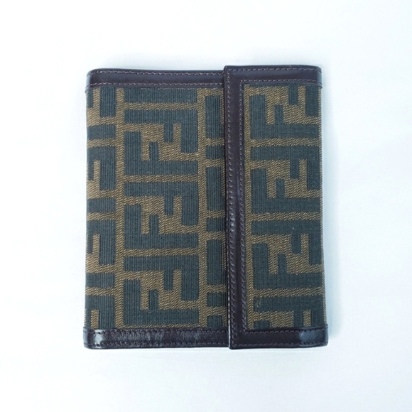 Vintage Rare Fendi Zucca Tri Fold Wallet Planner Agenda Brown Canvas - Picture 2 of 14